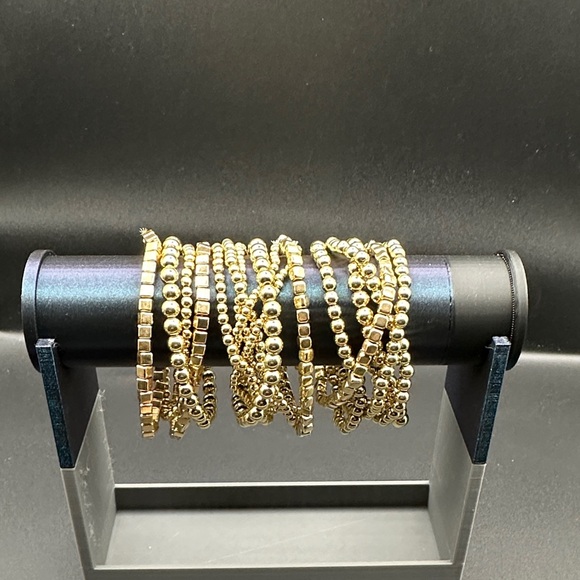 NIB Elegant Gold Beaded Bracelet Set 16 pieces - Picture 1 of 3